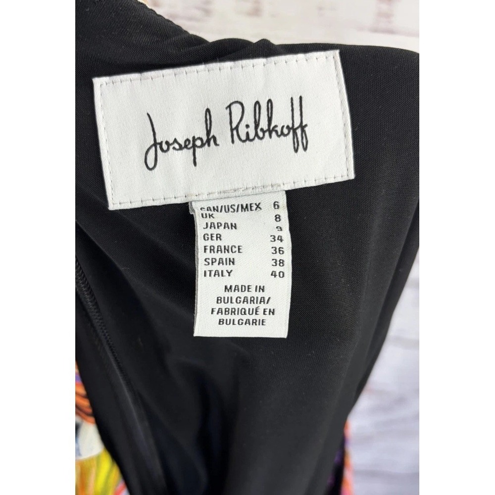 Joseph Ribkoff Black/Multi Abstract Floral Sleeveless Sheath Dress 211346 Size 6 - Picture 7 of 8